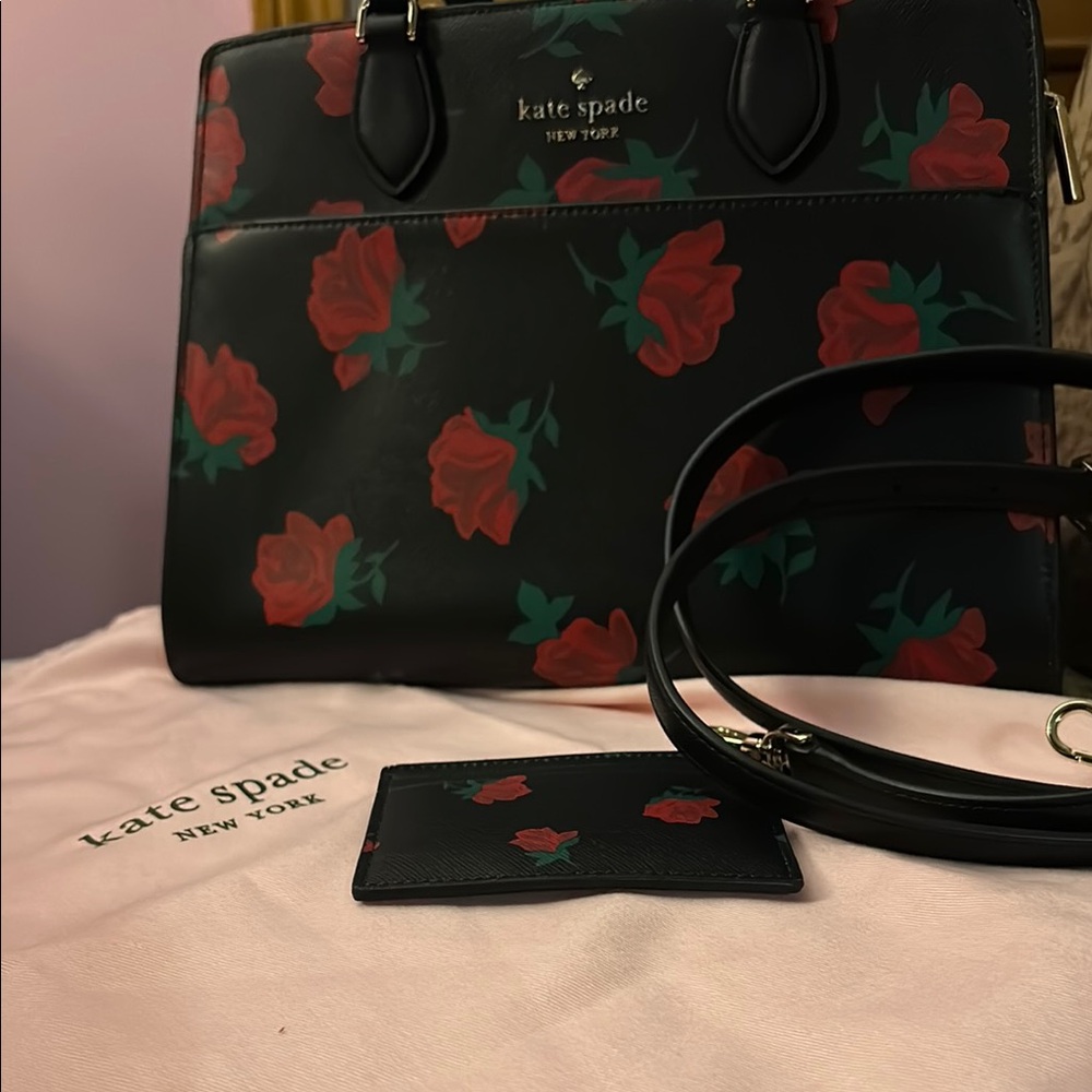 kate spade Black Floral Rose Satchel